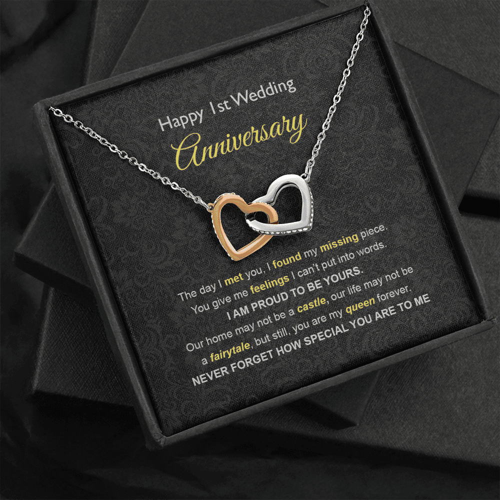 Wife Necklace, 1st Wedding Anniversary Necklace Happy First Wedding Anniversary Interlocking Hearts Necklace Gift Ideas For Wife Toptrendygear