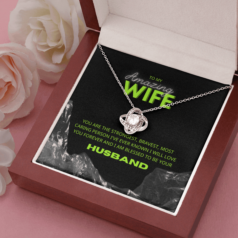 To Amazing Wife I Am Blessed To Be Yours Love Knot Necklace Toptrendygear