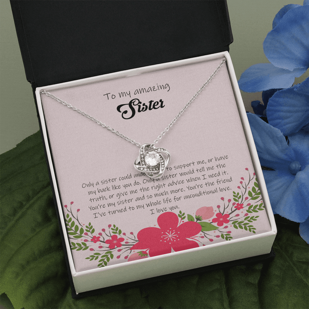 Gift For Sister You're Much More My Sister Love Knot Necklace