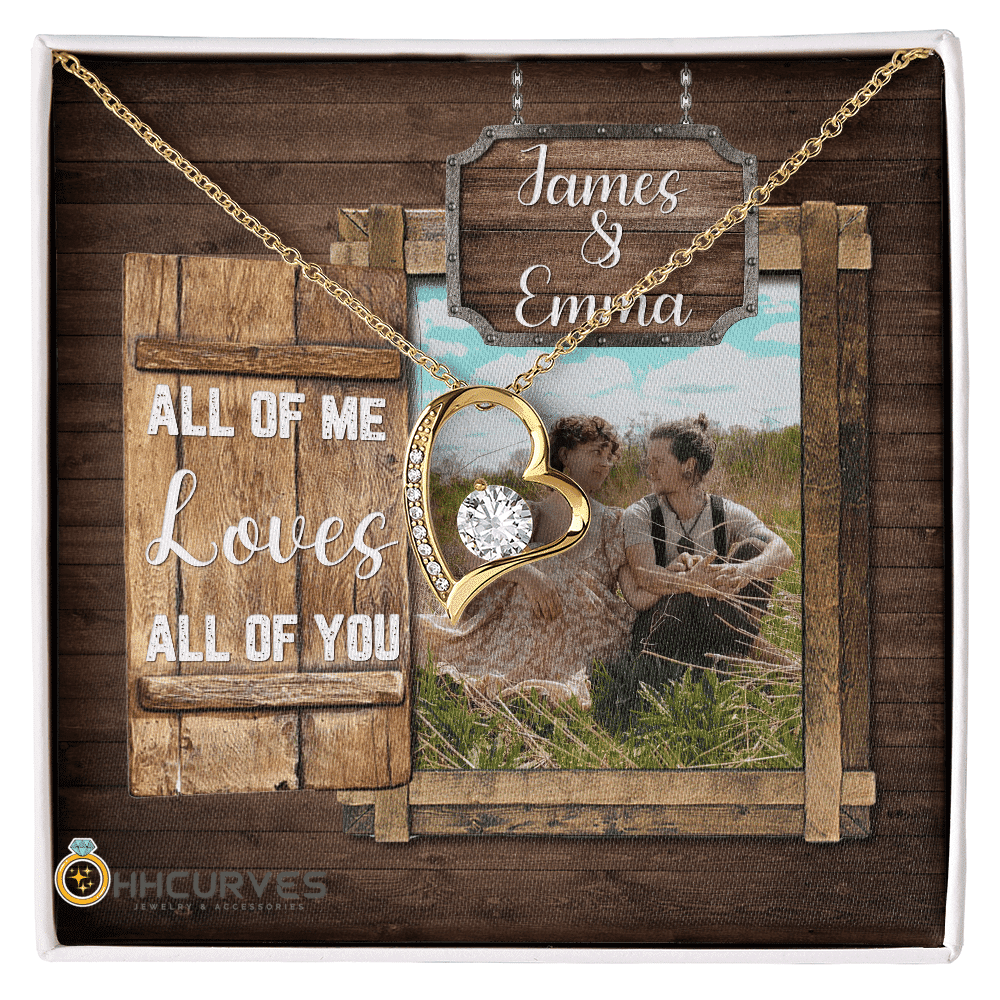 Custom Name And Photo Happy Wedding Anniversary All Of Me Loves All Of You Gift For Her Forever Love Necklace Toptrendygear