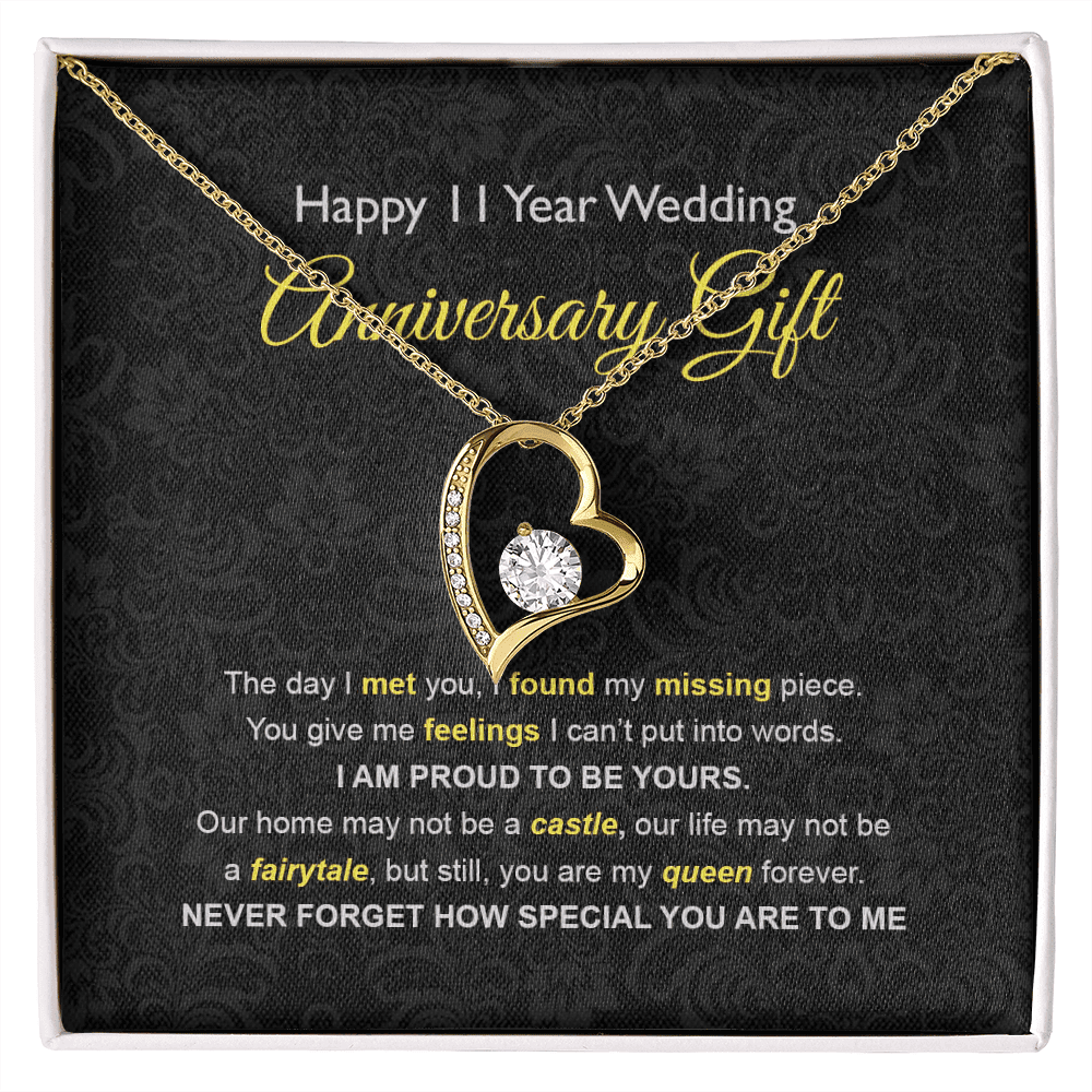 Wife Necklace, 11th Wedding Anniversary Necklace Gift Ideas For Wife Forever Love Necklace