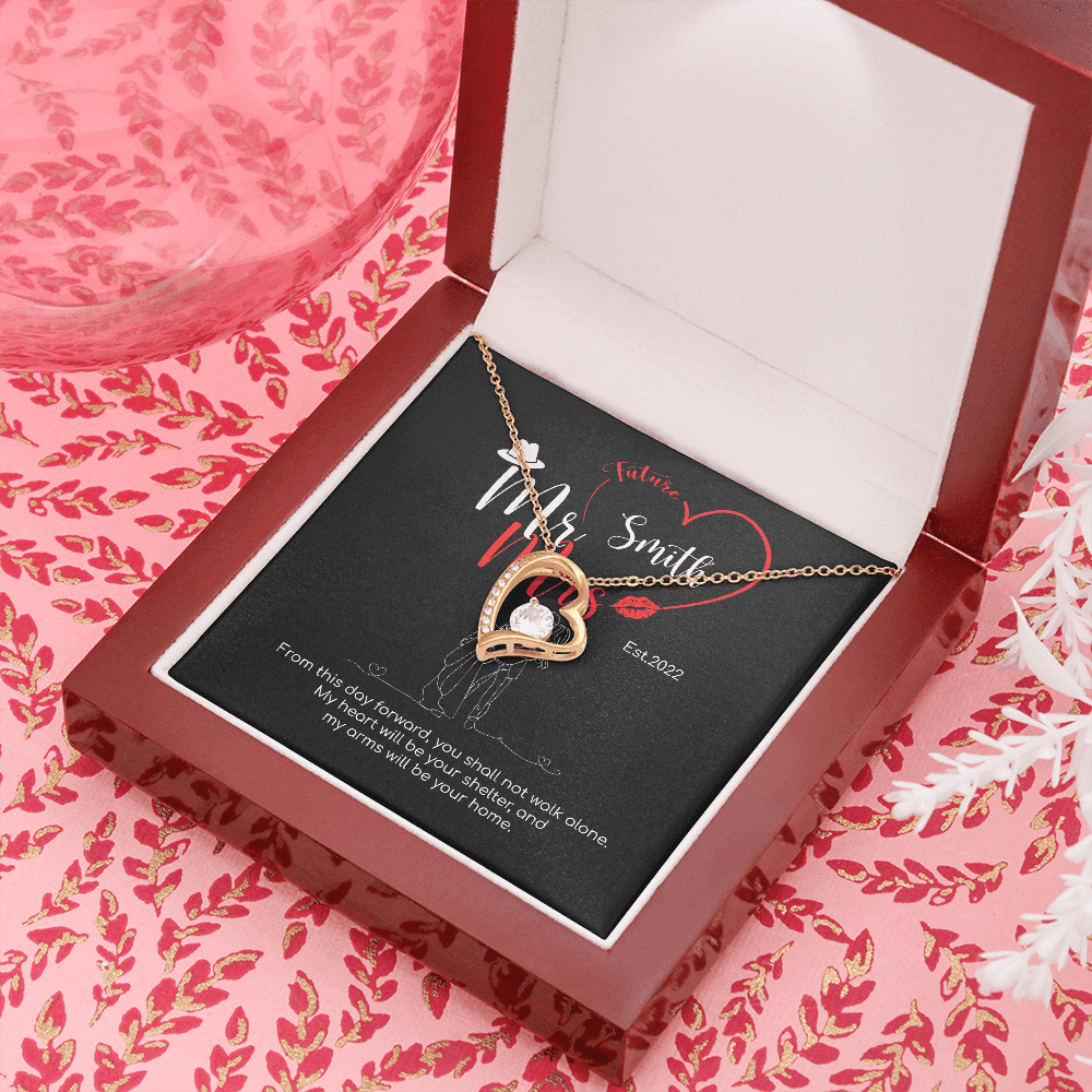 Mr. & Mrs. Custom Name And Date Forever Love Necklace Anniversary Presents By Year