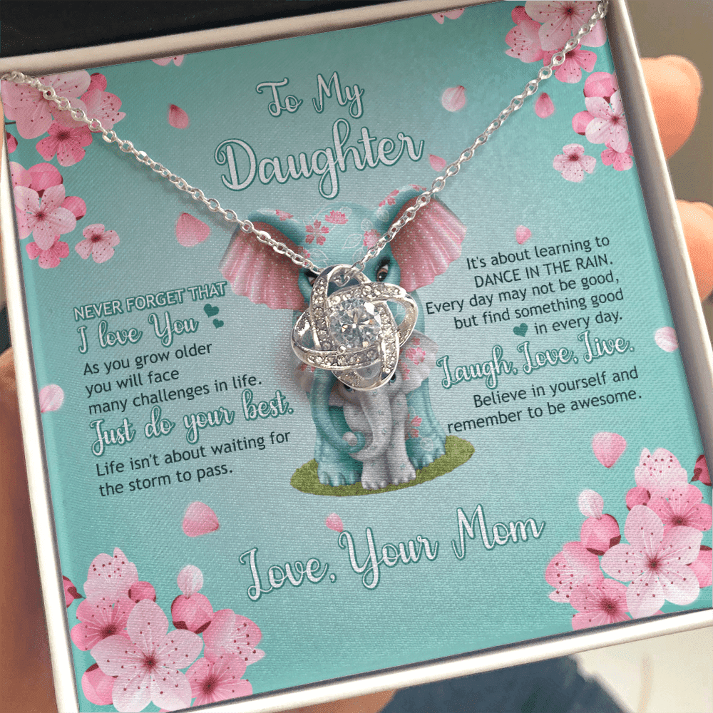 Mother Daughter Necklace Never Forget That I Love You Gift For Daughter From Mom Love Knot Gold Necklace