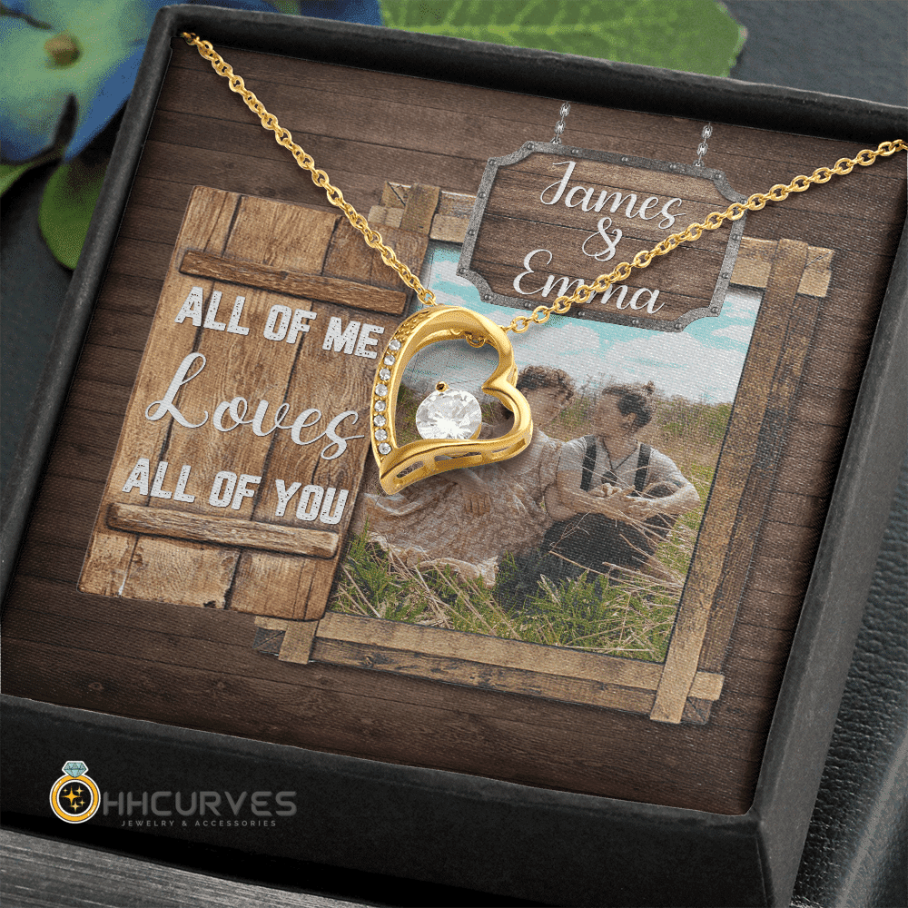 Custom Name And Photo Happy Wedding Anniversary All Of Me Loves All Of You Gift For Her Forever Love Necklace Toptrendygear