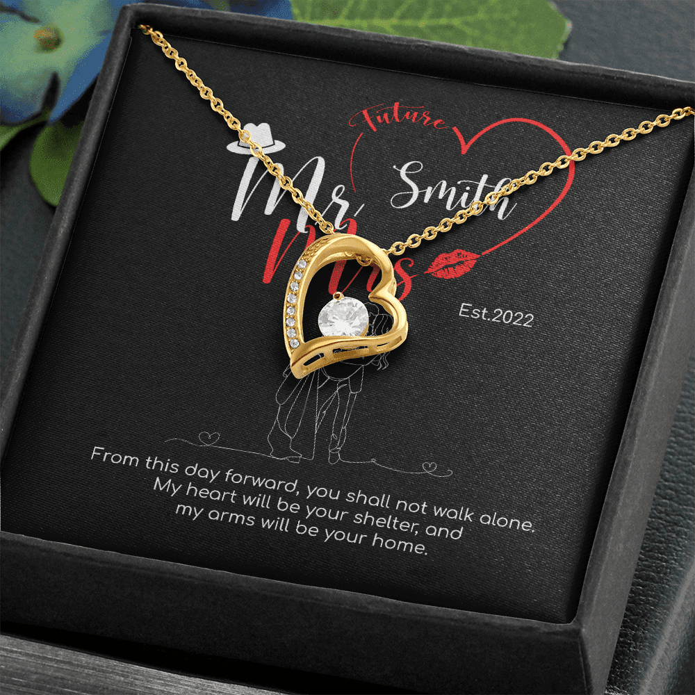 Mr. & Mrs. Custom Name And Date Forever Love Necklace Anniversary Presents By Year