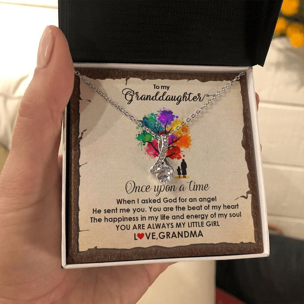 Granddaughter Necklace From Grandma Once Upon A Time God Sent Me An Angel As You Alluring Beauty Necklace