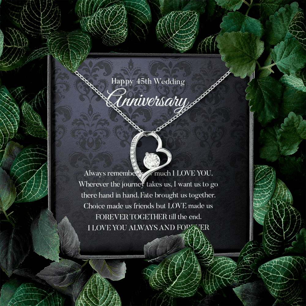 Wife Necklace, Happy 45th Wedding Anniversary Necklace Gift For Wife Forever Love Necklace