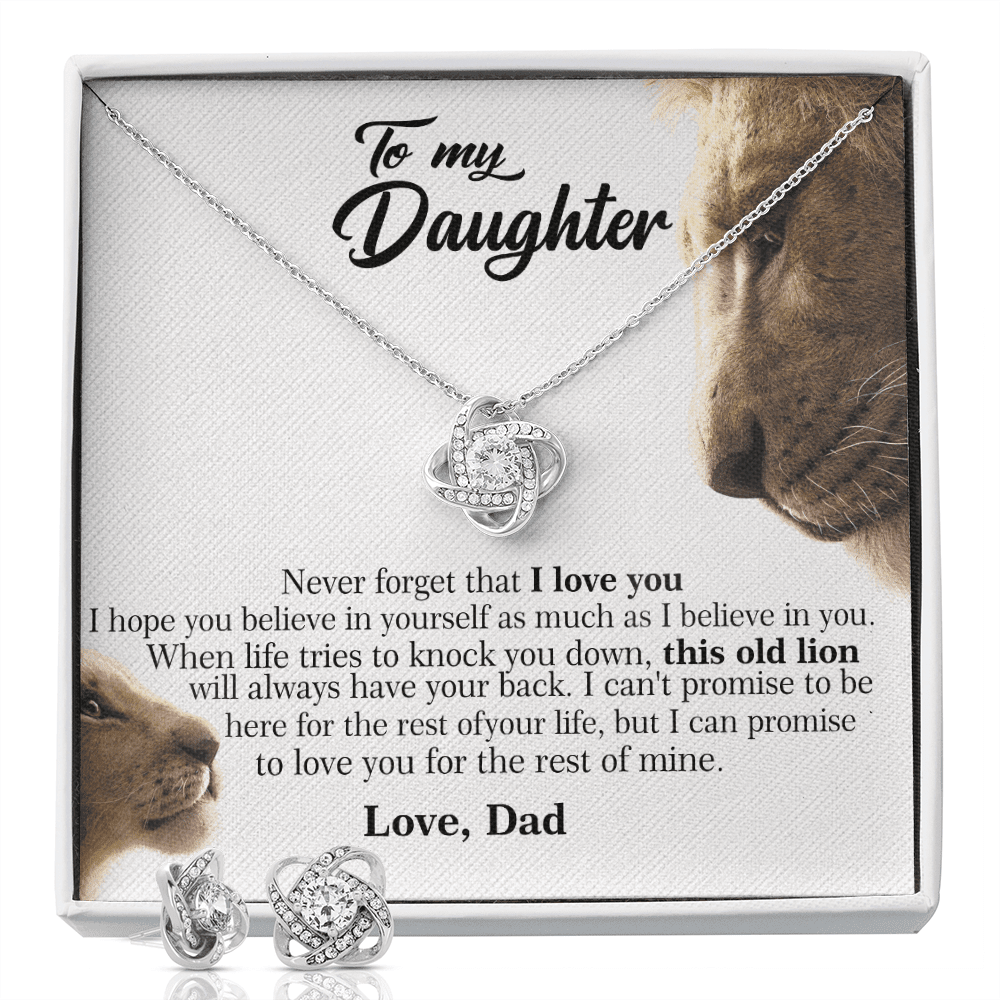 This Old Lion Will Always Have Your Back Gift For Daughter Message Card Love Knot With Free Earrings