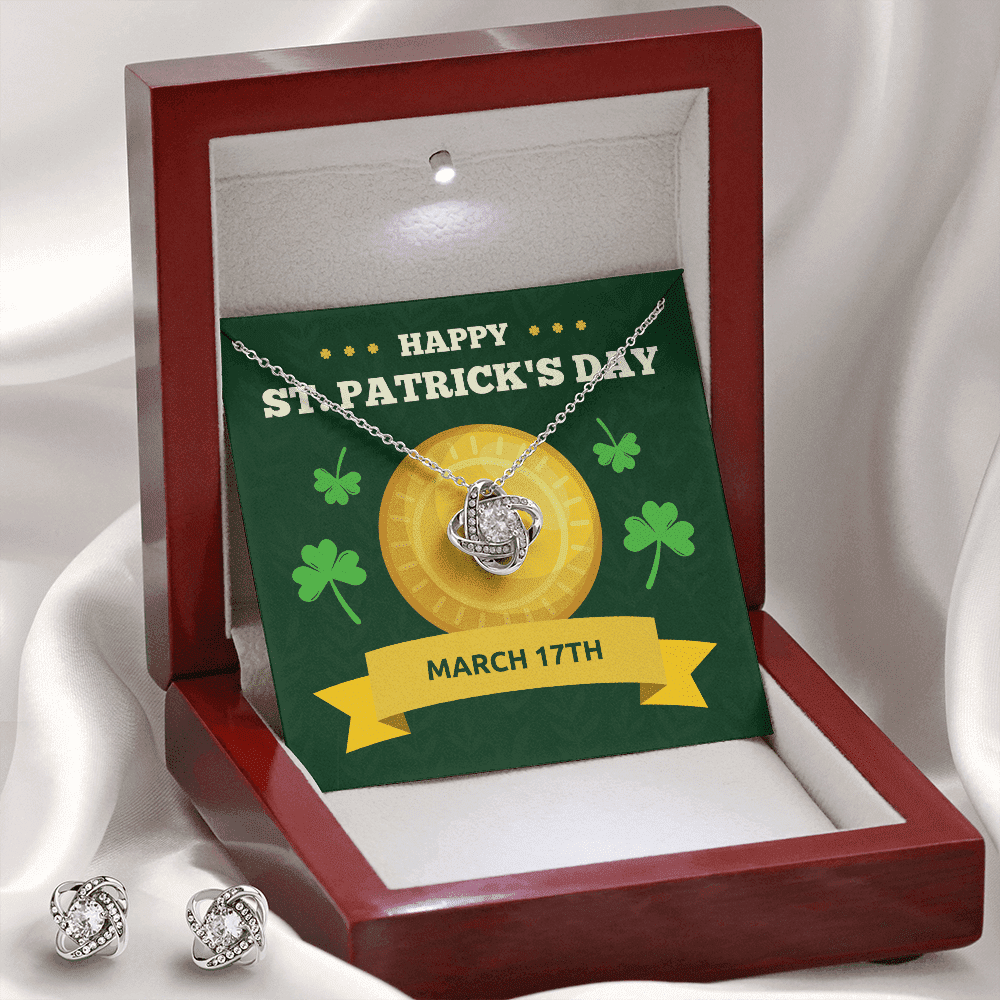 Happy Patrick's Day Love Knot Set Gift For Her Toptrendygear