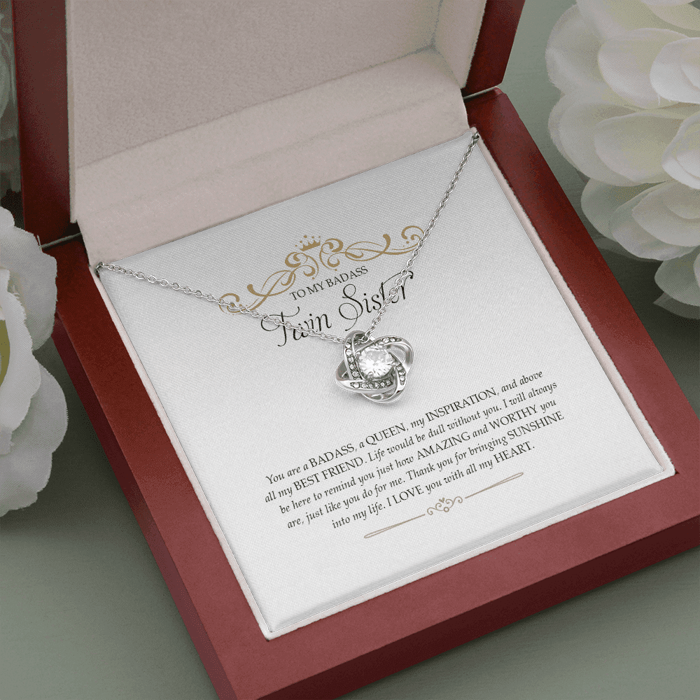 Sister's Gift I Love You With All My Heart Gift For Twin Sister Love Knot Necklace