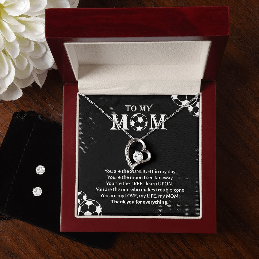 Mother Necklace, To My Football Mom You Are My Love, My Life, My MOM Forever Love Necklace Set Best Gifts For Mom