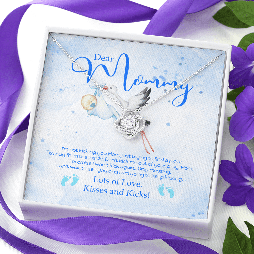Dear Mommy Kisses And Kicks Love Knot Necklace Gift For Mom Toptrendygear