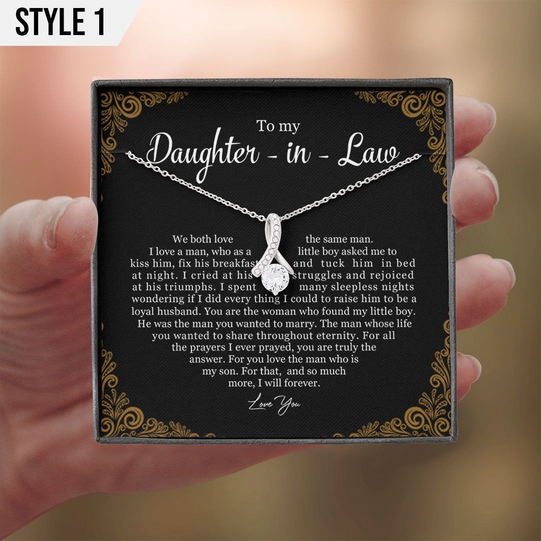 To My Daughter In Law Alluring Beauty Necklace We Both Love The Same Man Personalized Gift For Daughter In Law
