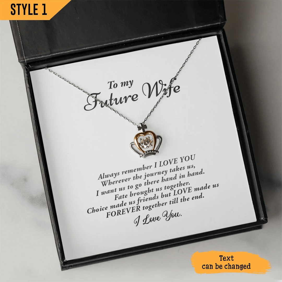 To My Wife Crown Pendant Necklace Always Rememver I Love You Personalized Gift For Wife