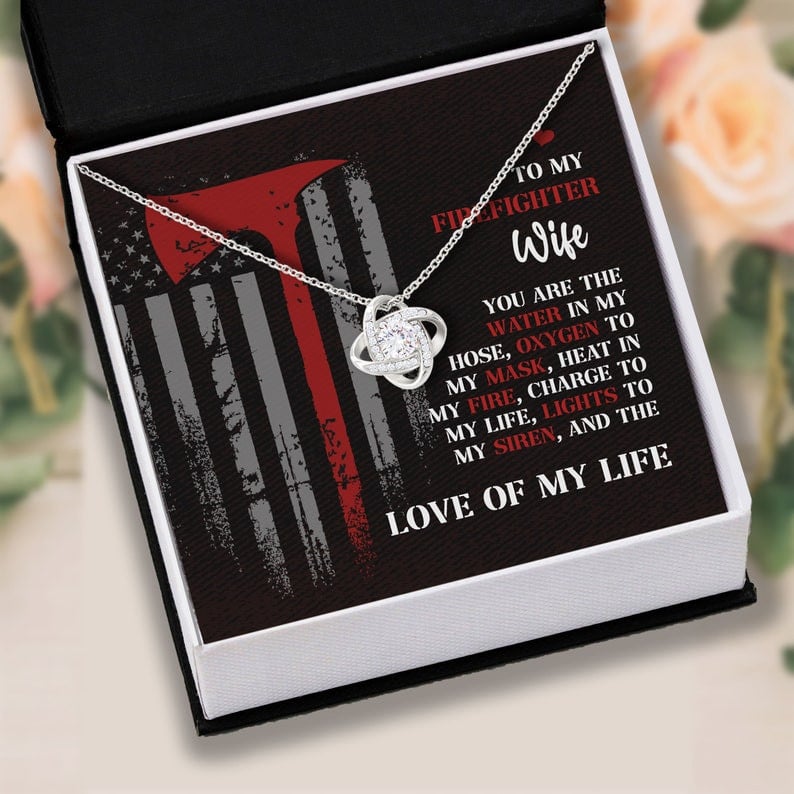 To My Wife Love Knot Necklace From Firefighter Husband Thank You So Much For Your Never Ending Patience Personalized Gift For Wife