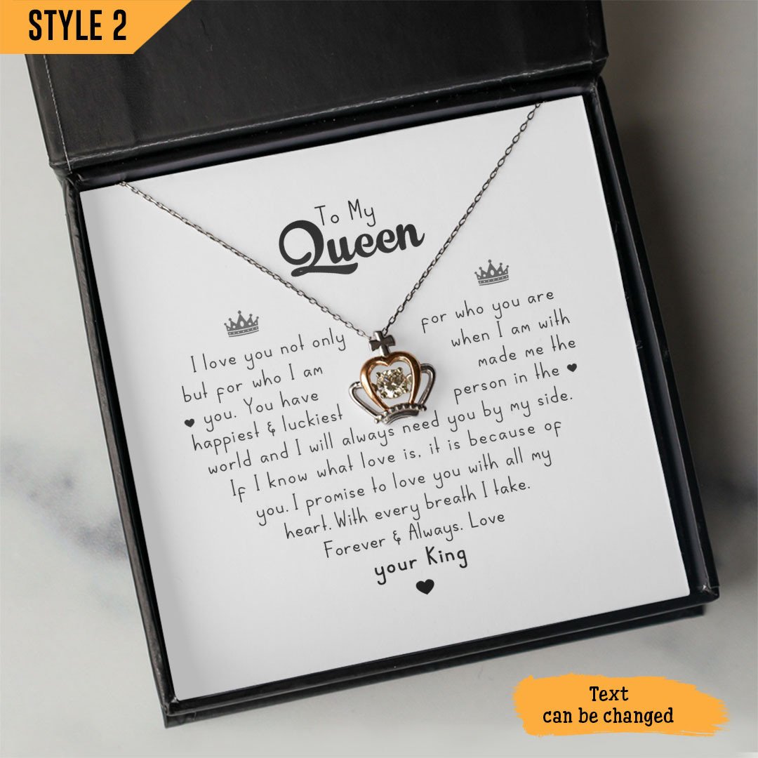 To My Wife Crown Pendant Necklace I Love You Not Only For What You Are But For What I Am When I Am With You Personalized Gift For Wife