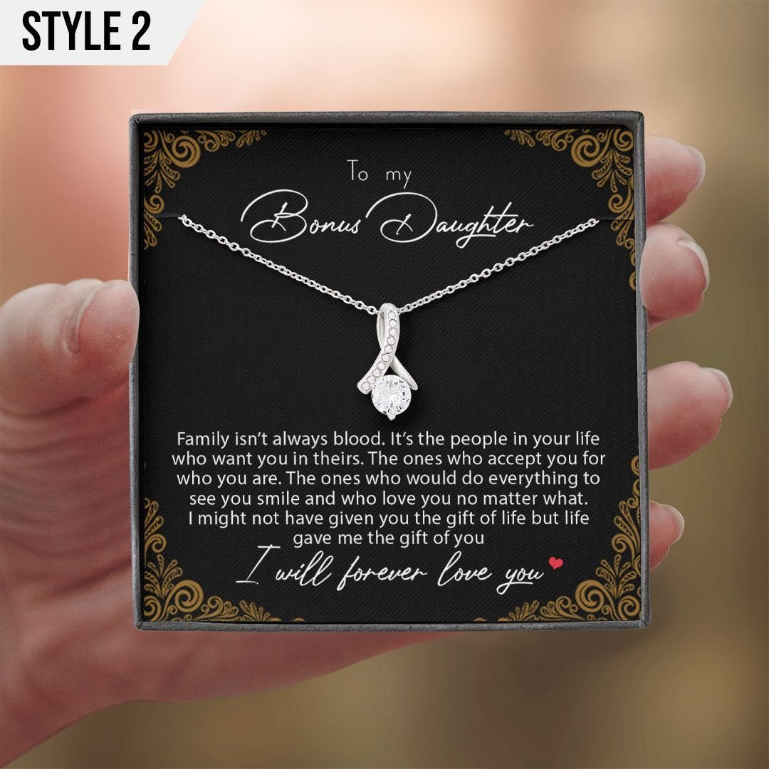 To My Daughter In Law Alluring Beauty Necklace Family Isn't Always Blood Personalized Gift For Daughter In Law