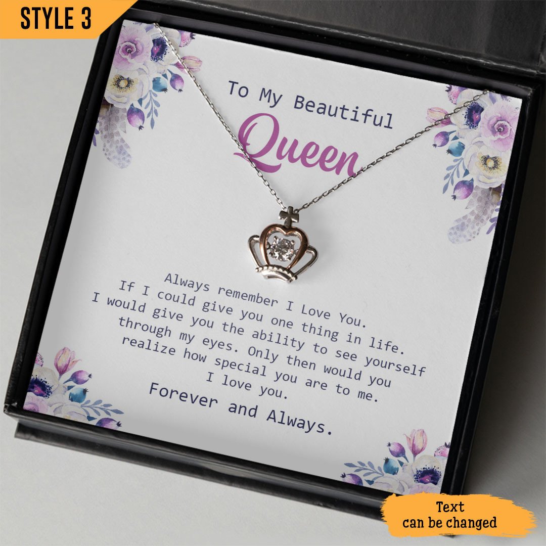 To My Wife Crown Pendant Dancing Necklace If I Could Give You One Thing In Life Personalized Gift For Wife