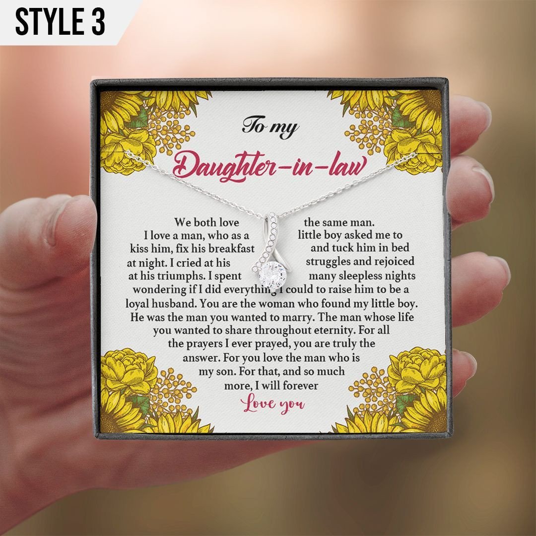 To My Daughter In Law Alluring Beauty Necklace We Both Love The Same Man Personalized Gift For Daughter In Law