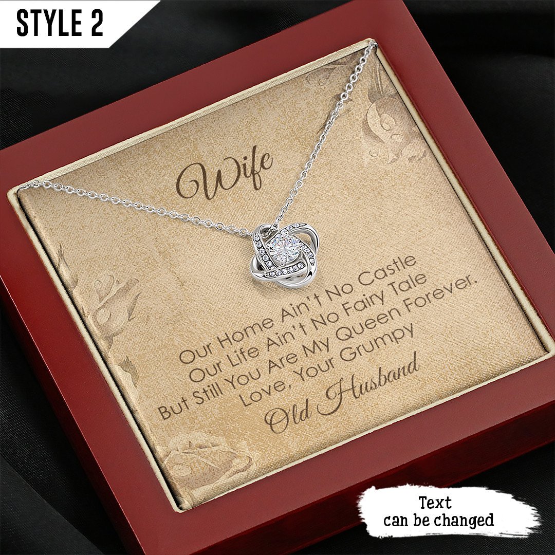 To My Wife Love Knot Necklace Our Home Ain't No Castle Personalized Gift For Wife