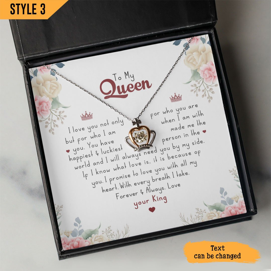 To My Wife Crown Pendant Necklace I Love You Not Only For What You Are But For What I Am When I Am With You Personalized Gift For Wife