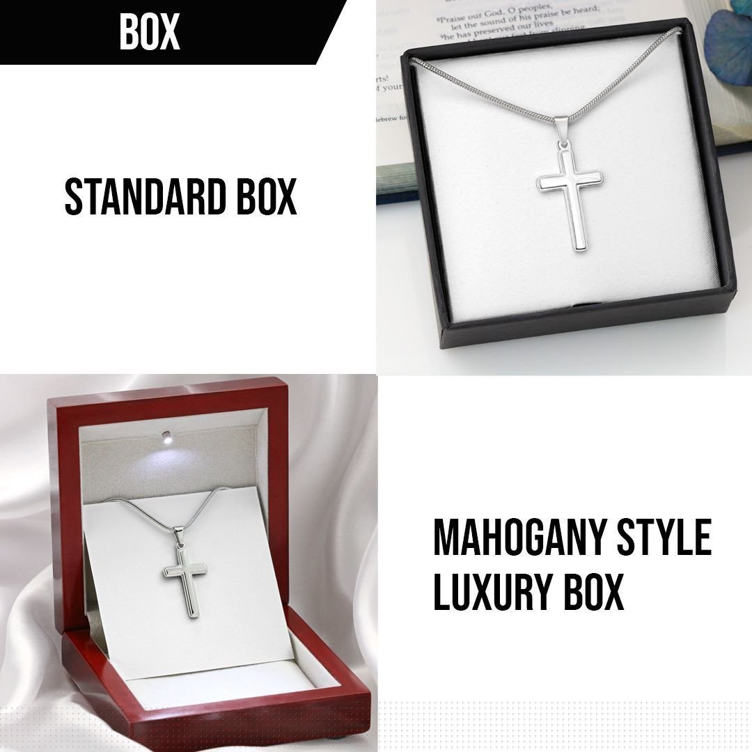 To My Son Cross Necklace From Dad Stand Tall Even If You Fall Personalized Gift For Son