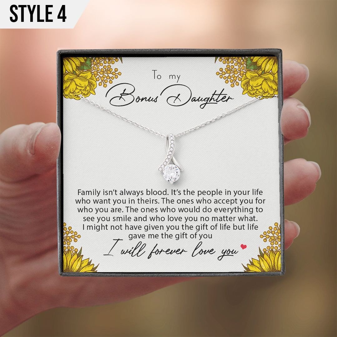 To My Daughter In Law Alluring Beauty Necklace Family Isn't Always Blood Personalized Gift For Daughter In Law