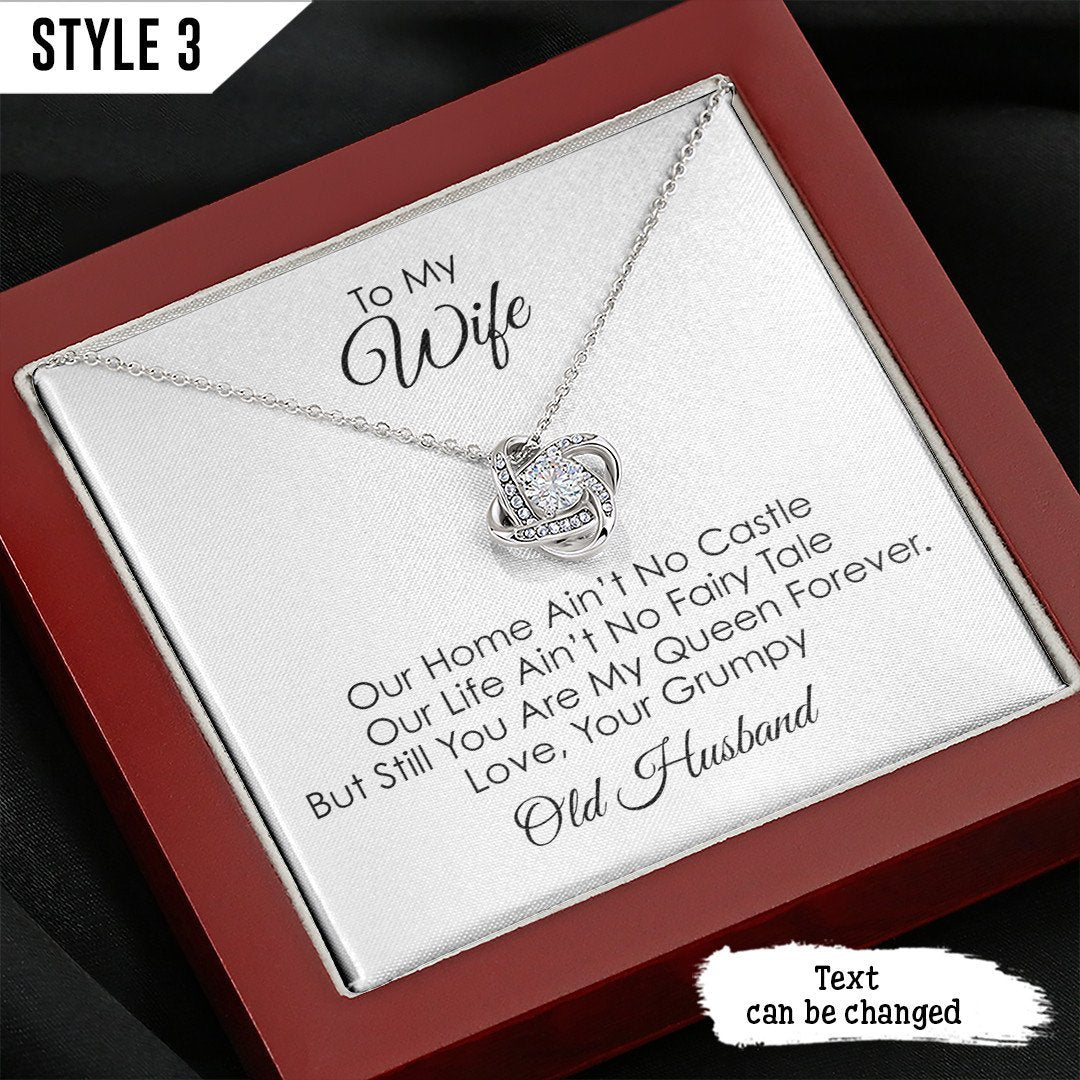 To My Wife Love Knot Necklace Our Home Ain't No Castle Personalized Gift For Wife