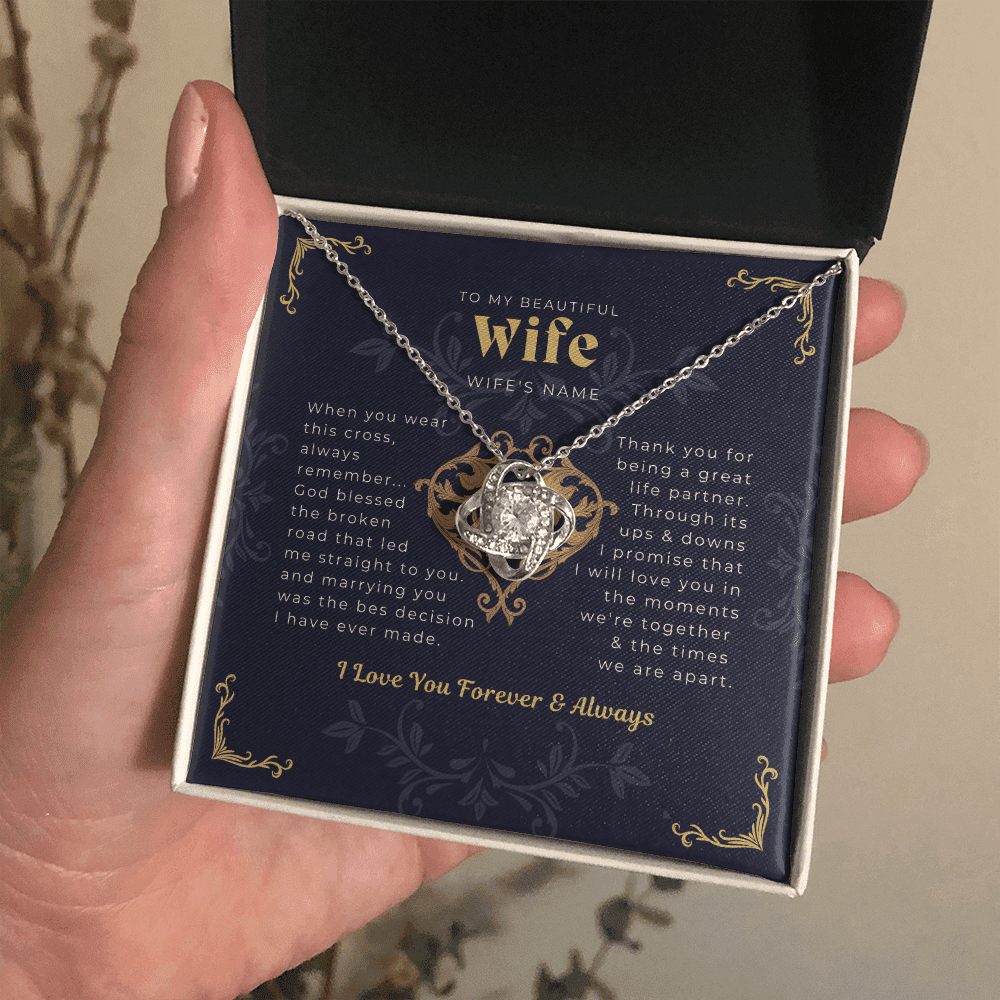 To My Wife From Husband I Love You Forever And Always Love Knot Necklace Toptrendygear