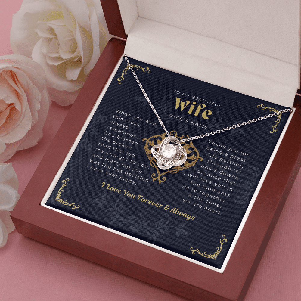 To My Wife From Husband I Love You Forever And Always Love Knot Necklace Toptrendygear