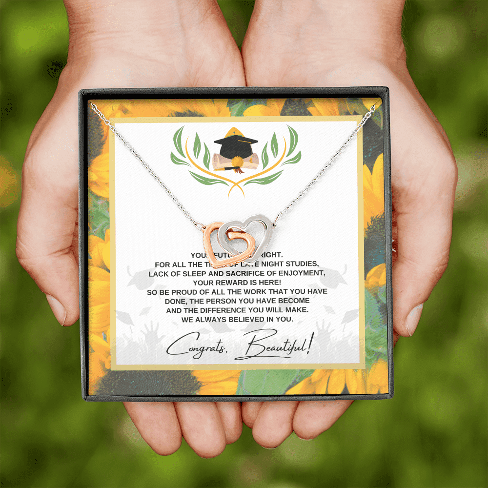 So Be Proud Of All The Work That You Have Interlocking Heart Necklace Graduation Gifts For Her Toptrendygear