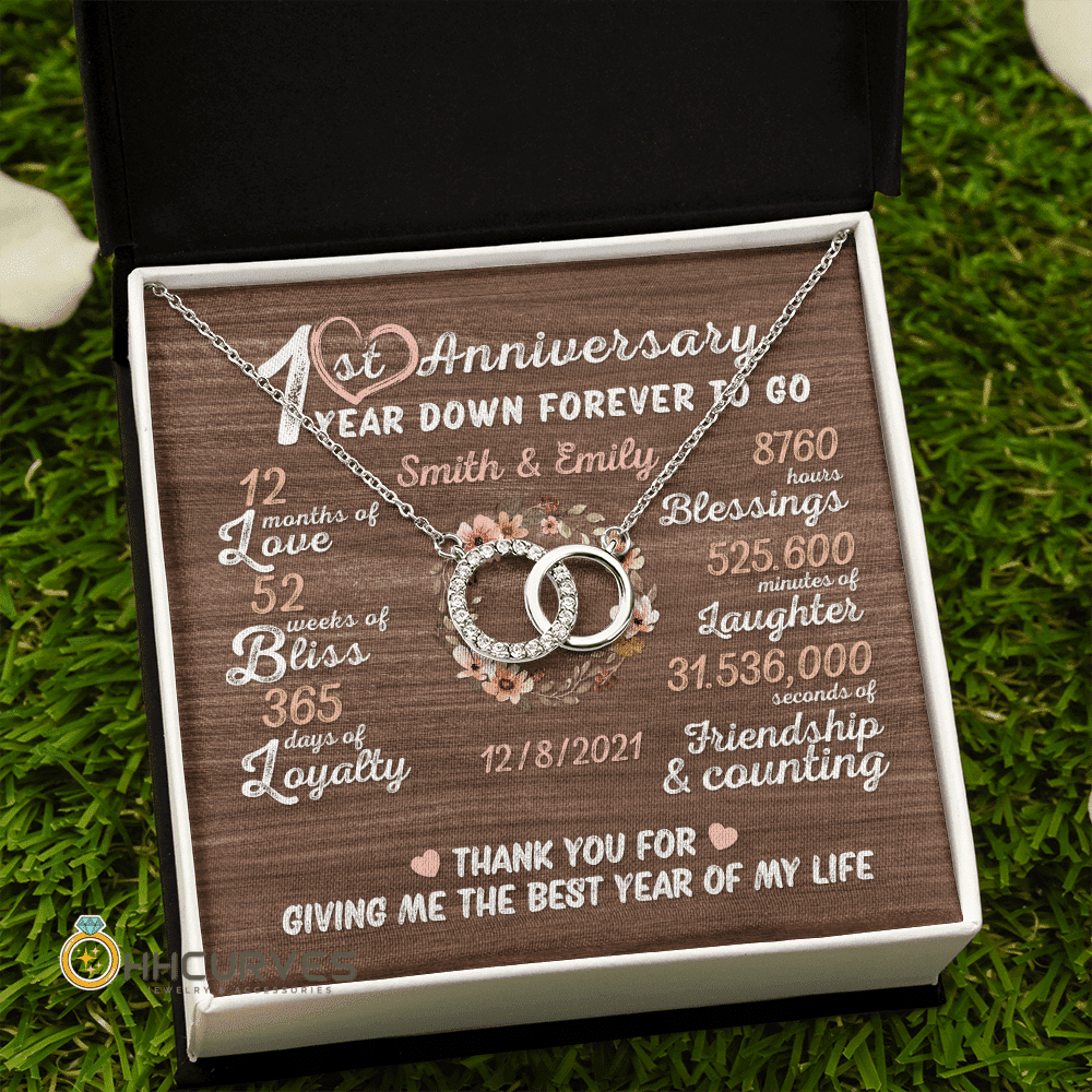 Custom Name And Date Anniversary Presents By Year One Year Down Forever To Go First Anniversary Gifts For Her Perfect Pair Necklace Toptrendygear