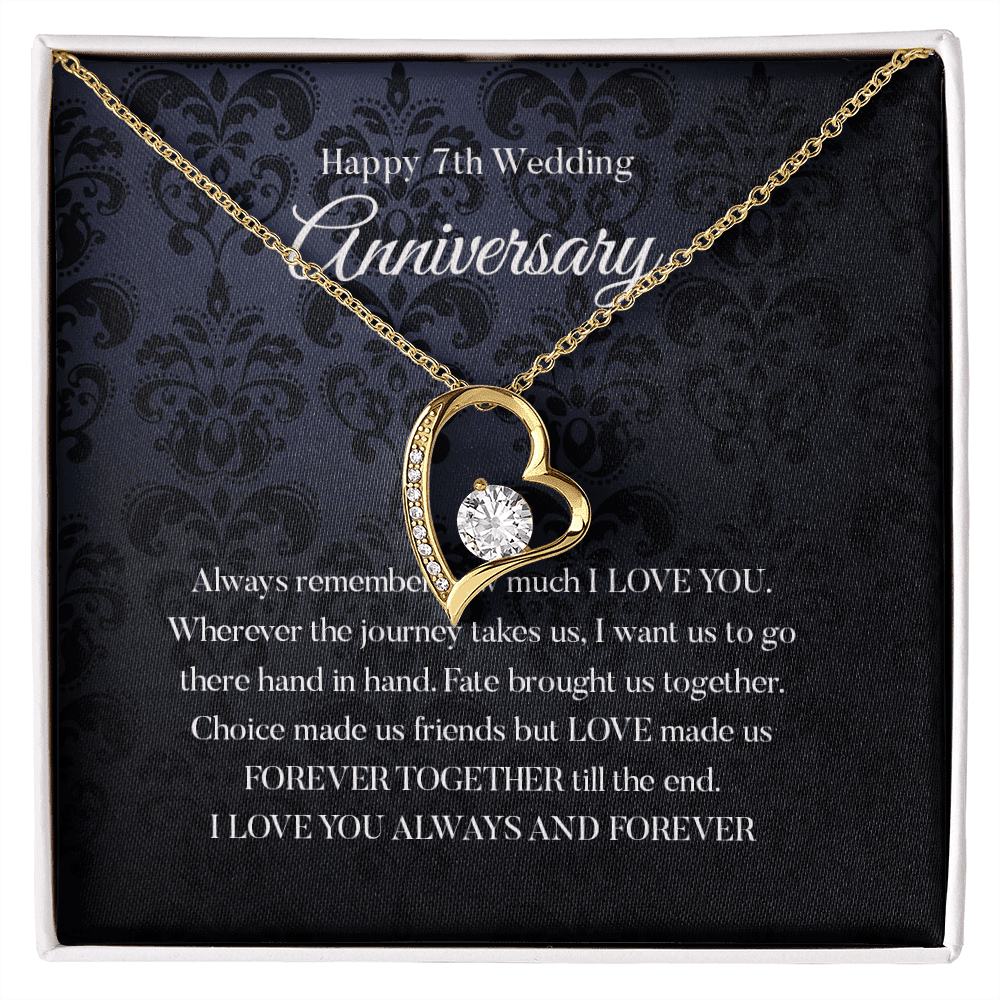 Wife Necklace, Happy 7th Wedding Anniversary Necklace Happy Seventh Anniversary Forever Love Necklace Gift For Wife