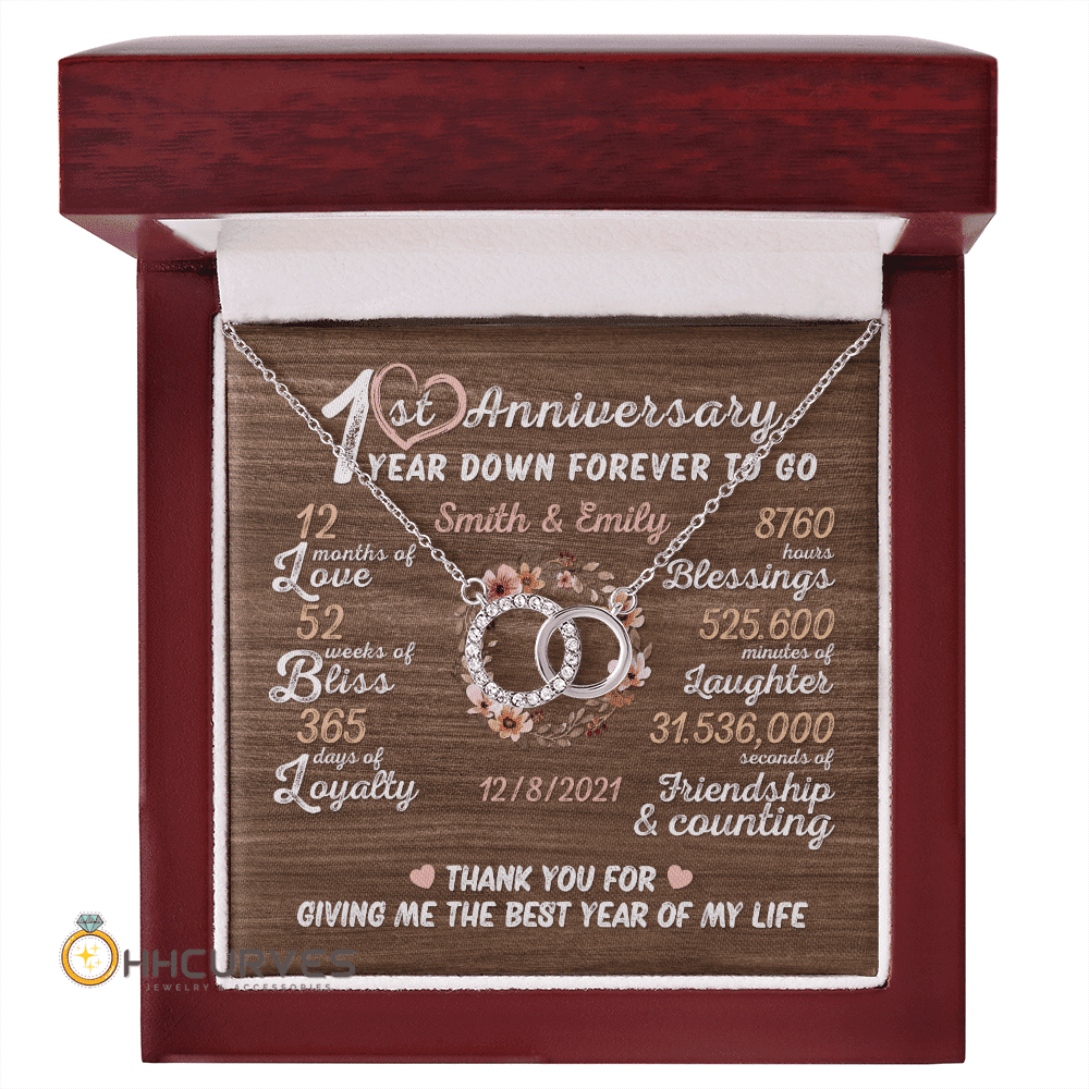 Custom Name And Date Anniversary Presents By Year One Year Down Forever To Go First Anniversary Gifts For Her Perfect Pair Necklace Toptrendygear