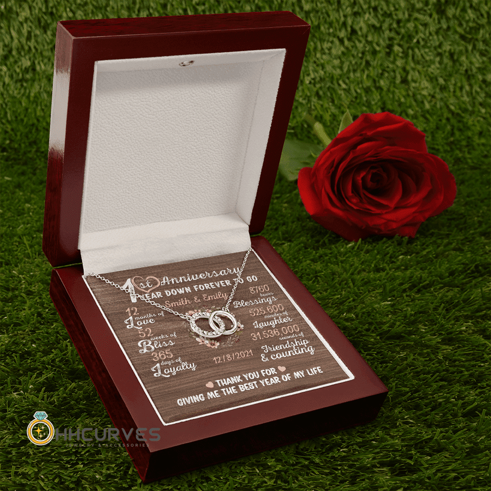 Custom Name And Date Anniversary Presents By Year One Year Down Forever To Go First Anniversary Gifts For Her Perfect Pair Necklace Toptrendygear