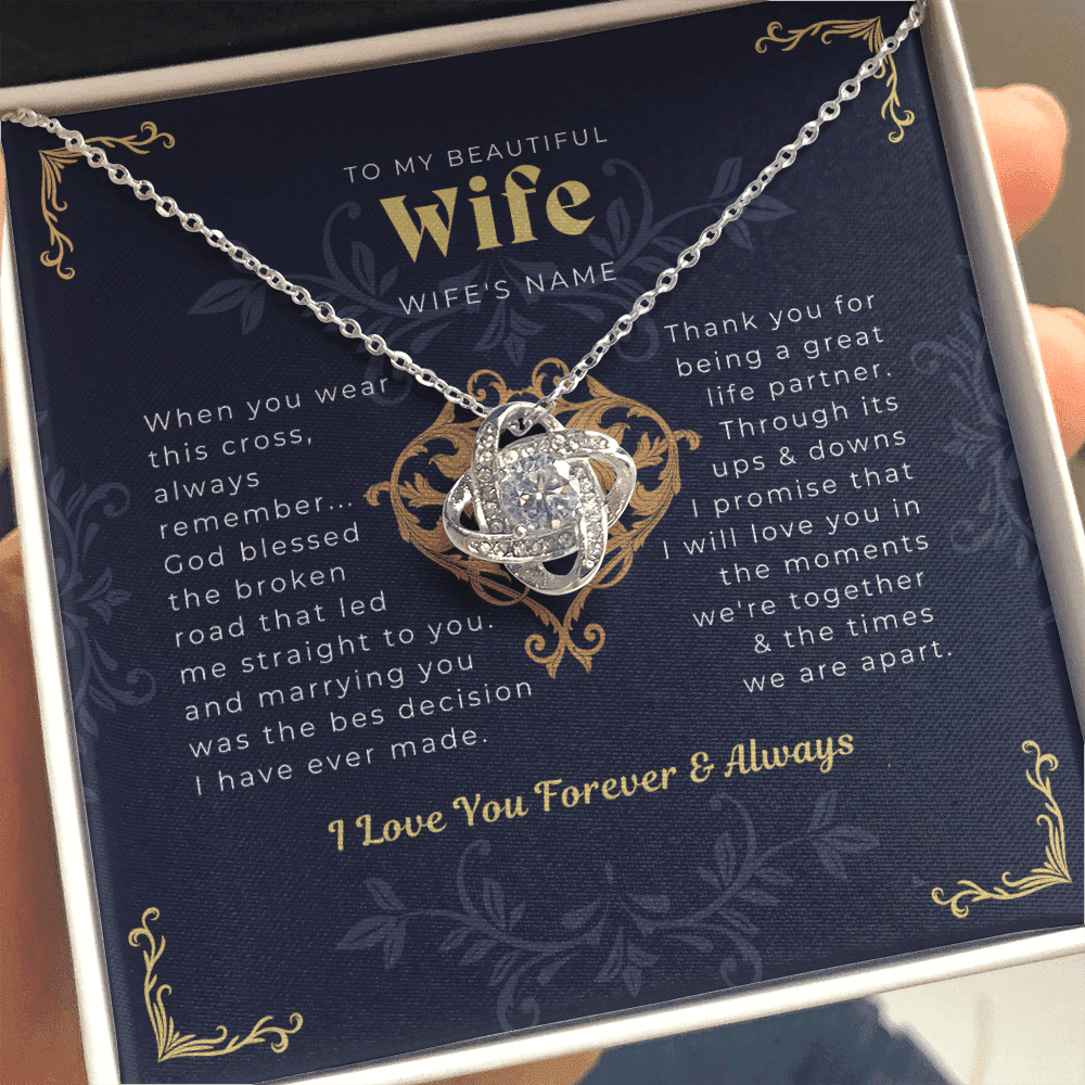 To My Wife From Husband I Love You Forever And Always Love Knot Necklace Toptrendygear