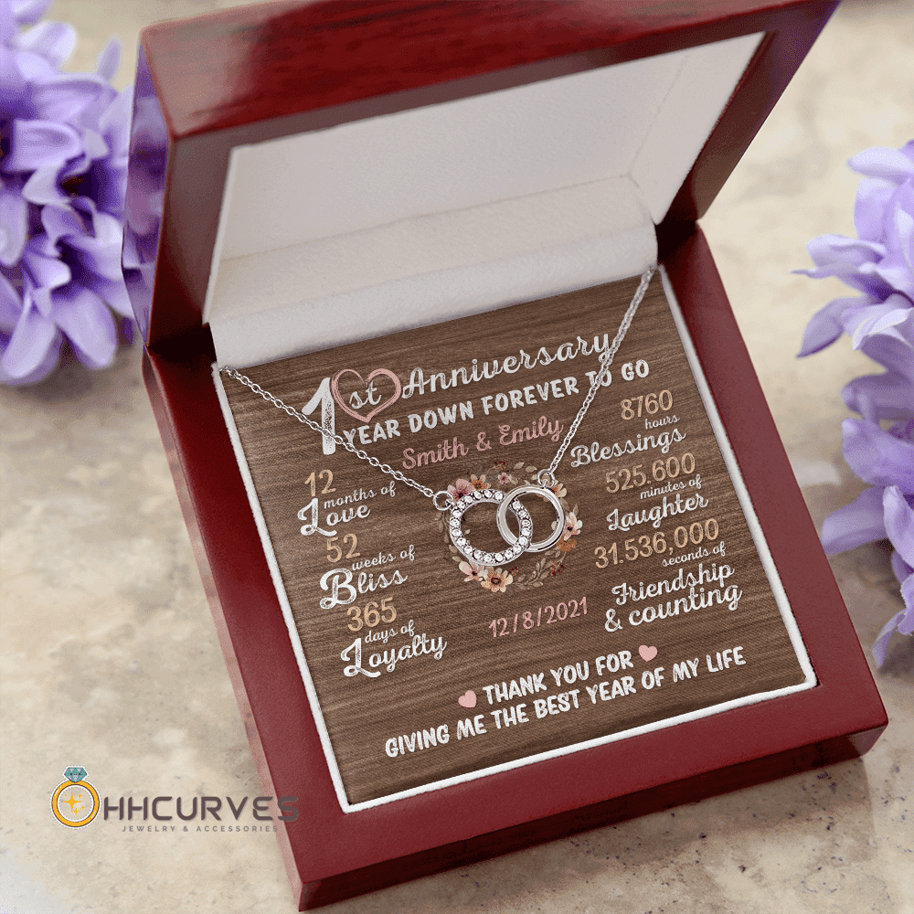 Custom Name And Date Anniversary Presents By Year One Year Down Forever To Go First Anniversary Gifts For Her Perfect Pair Necklace Toptrendygear