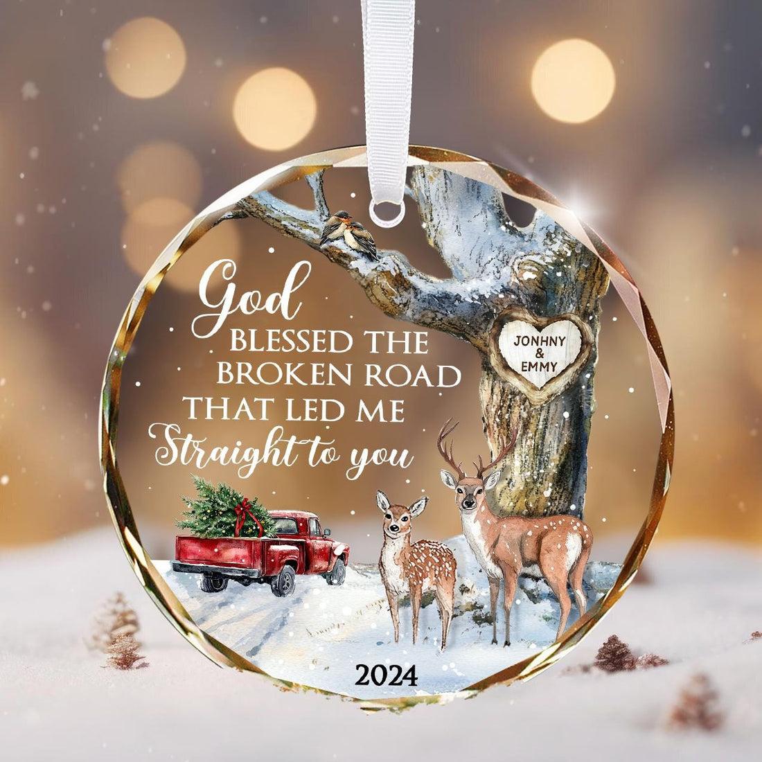 Personalized Deer God Blessed The Broken Road That Led Me Ornament Deer Hunter Xmas Ornament