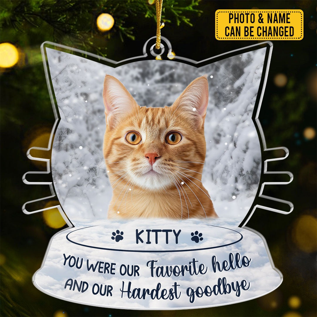 Personalized Photo You Were Our Favorite Hello Christmas Ornament Shape Gifts For Cat Lovers