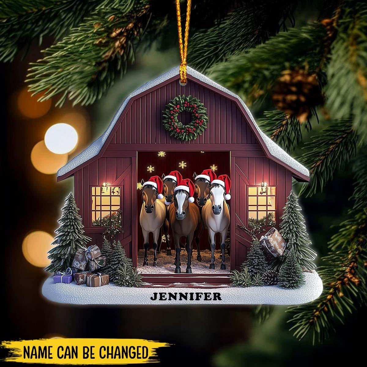Personalized Horse Farm Christmas Ornament Horse Lover Xmas Tree Ornaments Farm Decor