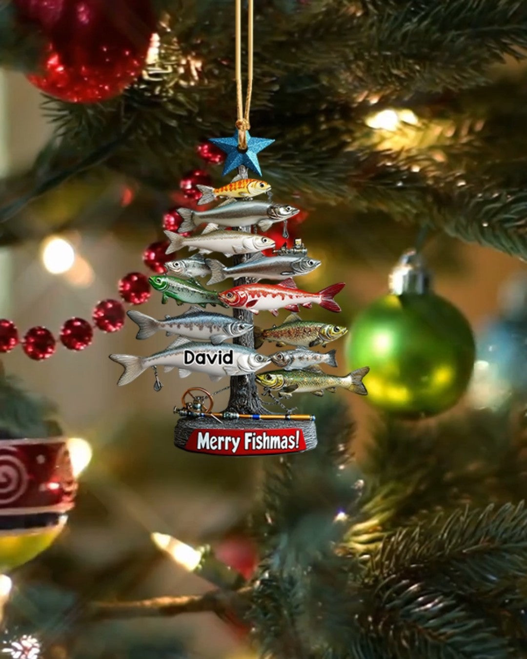 Personalized Merry Fishmas Ornament Fishing Lover Christmas Tree Ornaments Gifts For Fisherman