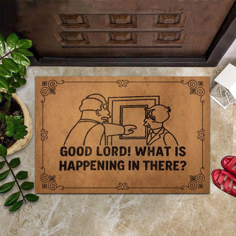 Good Lord What Is Happening In There Doormat Good Lord Doormat Funny Welcome Mat