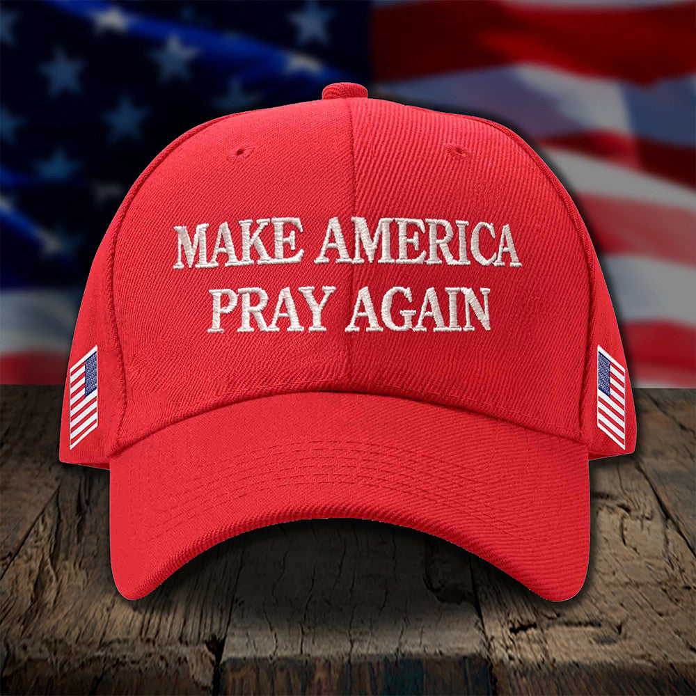Make America Pray Again Embroidered Hat USA Patriotic Christian Hat Gifts For Dad