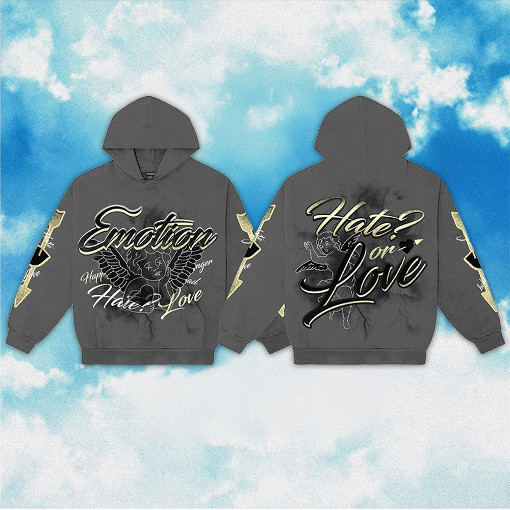Mixed Emotions Hoodie Charcoal Hate On Love Hoodie Mixed Emotions Merch