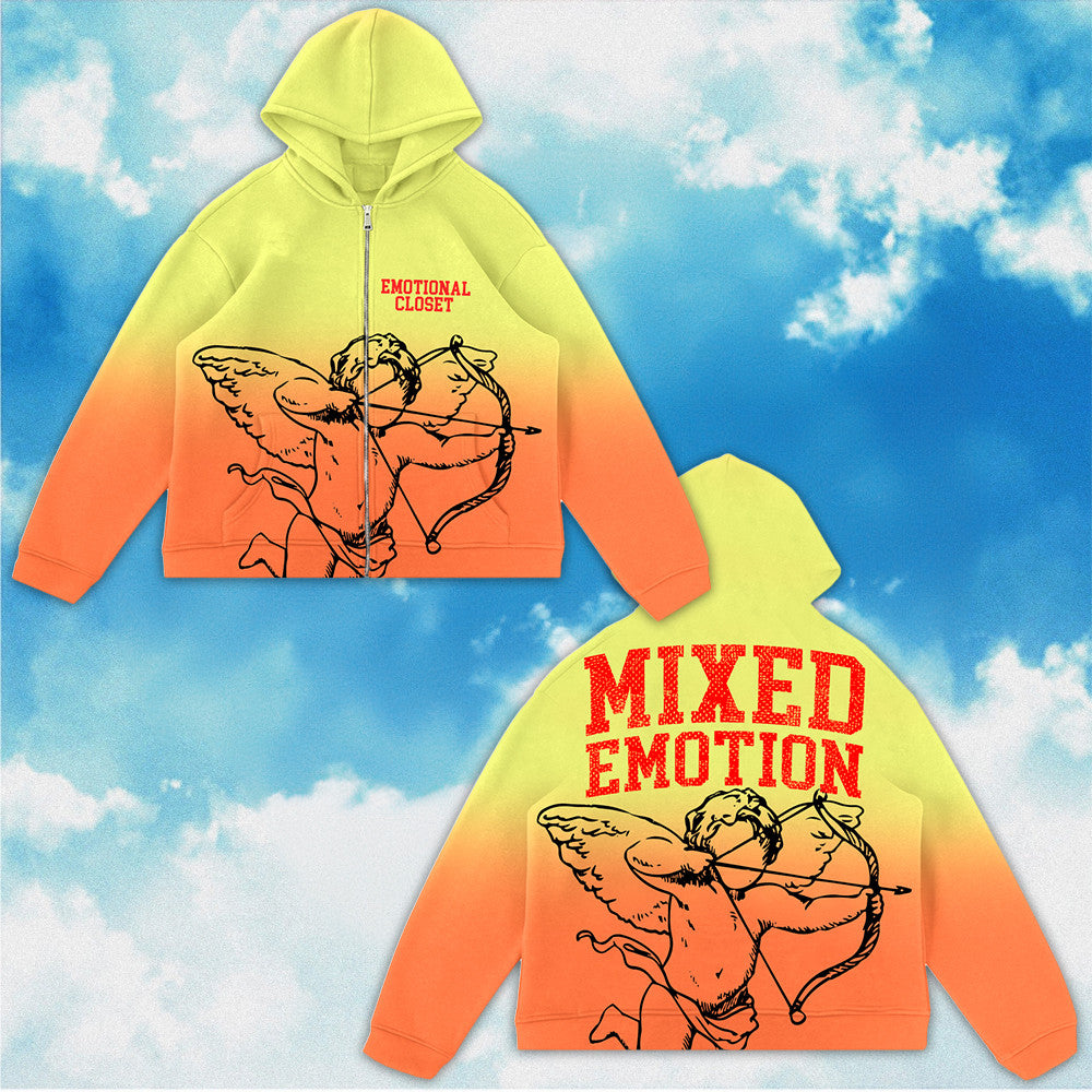 Mixed Emotions Zipper Hoodie Yellow Orange Mixed Emotions Merch