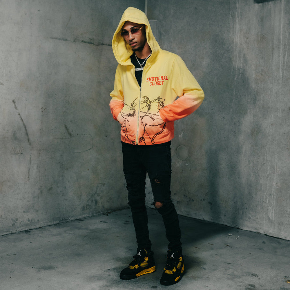 Mixed Emotions Zipper Hoodie Yellow Orange Mixed Emotions Merch