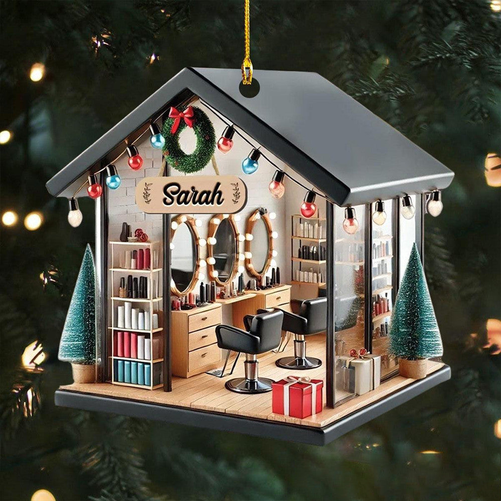 Personalized Hair Salon Acrylic Ornament Hair Stylist Ornaments Christmas Gift For Hairdresser