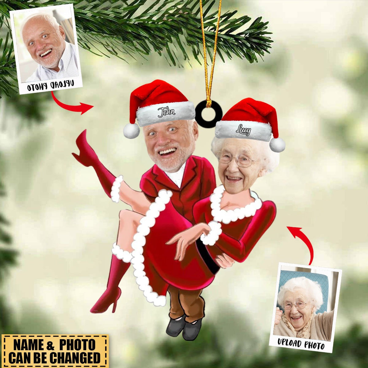 Personalized Photo Couple Acrylic Ornament Shape Christmas Tree Decoration Couple Gift Ideas