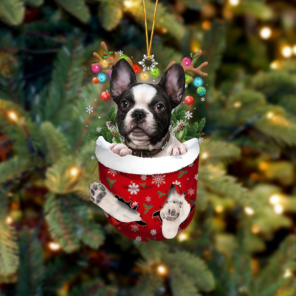 French Bulldog In Snow Pocket Christmas Ornament Christmas Gifts For French Bulldog Lovers
