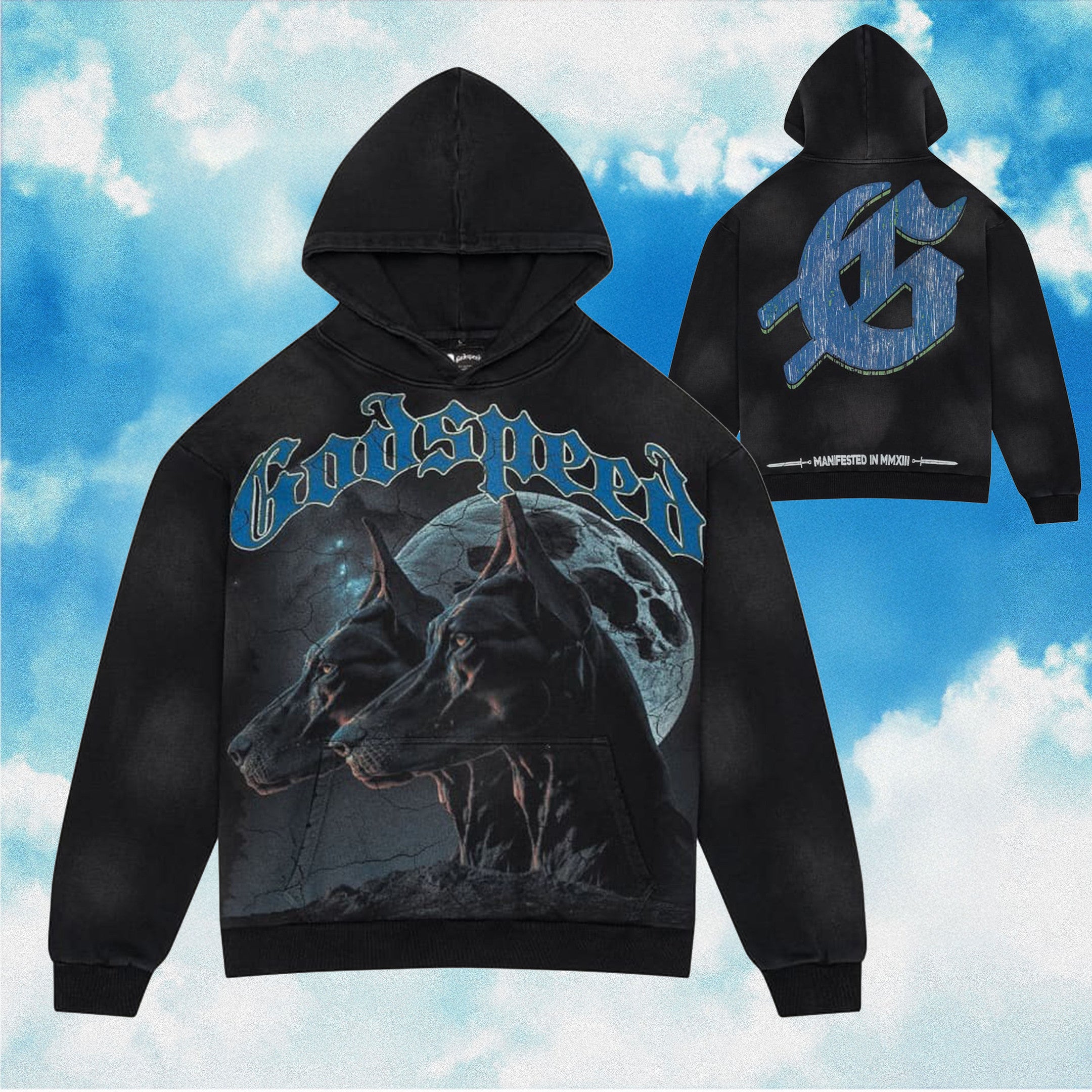 Godspeed Hoodie F.T.D Black Dogs Wash Hoodie Streetwear Clothing